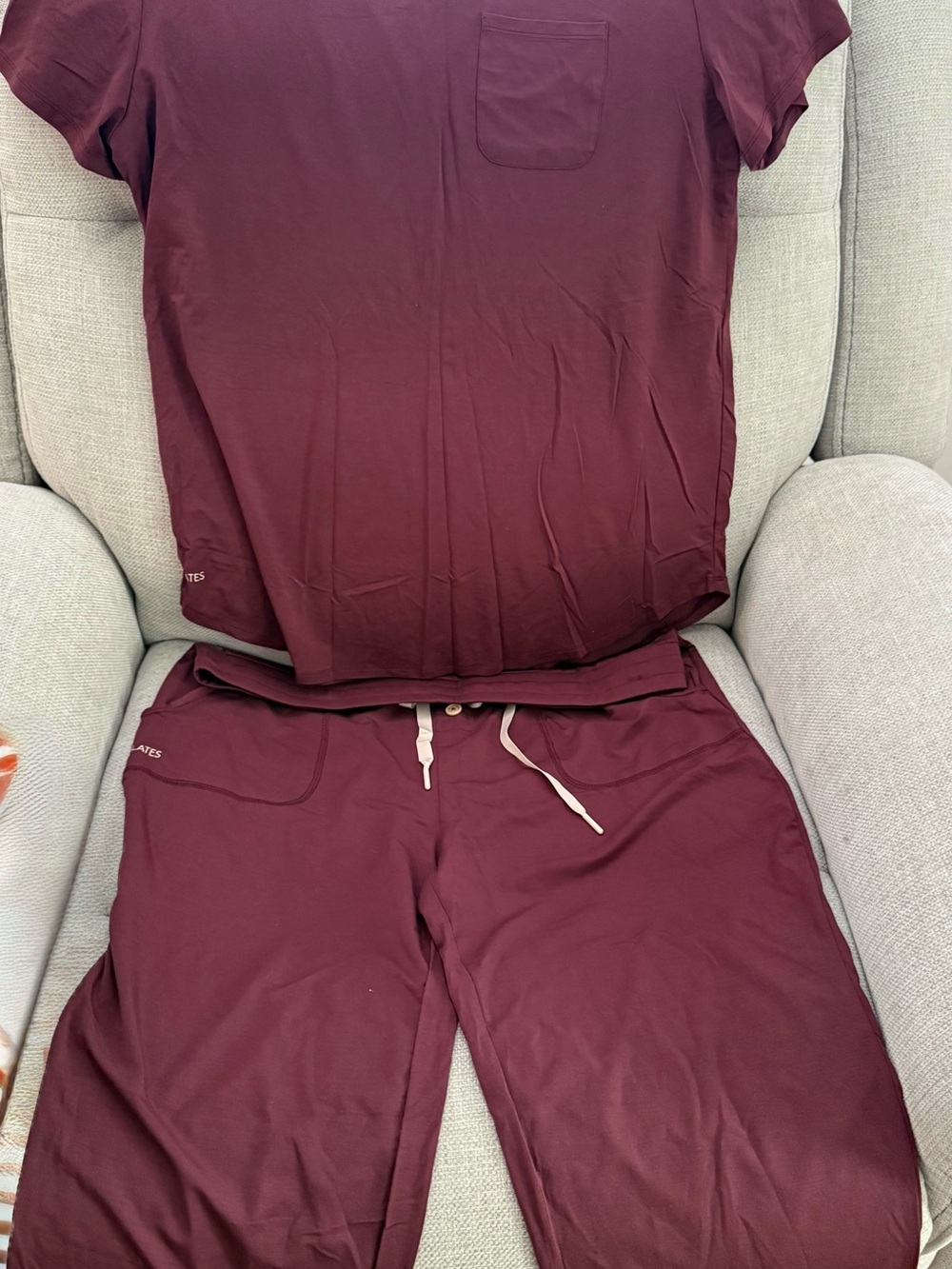Women’s Maroon Lounge Jogger Set with Pocket Tee